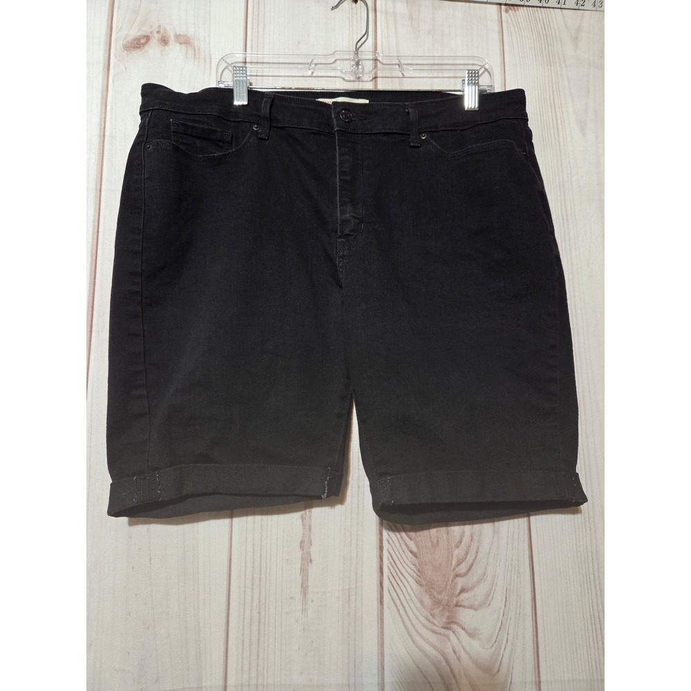 Signature by Levi Strauss Womens Black Bermuda Shorts Size 18 W34 Cuffed Denim